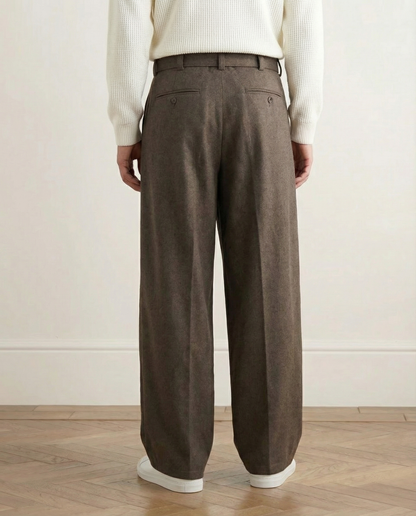 Pantaloni Larghi Uomo in Misto Lana e Cotone