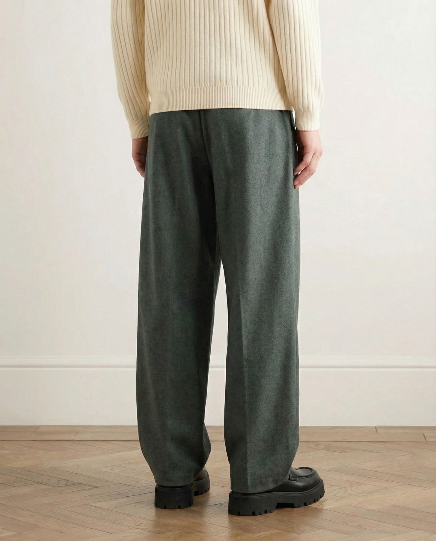 Pantaloni Larghi Uomo in Misto Lana e Cotone