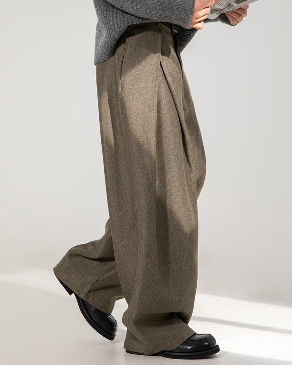 Pantaloni Larghi Uomo con Pinces Taglio Fluido