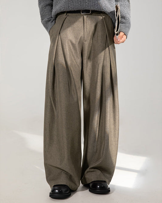 Pantaloni Larghi Uomo con Pinces Taglio Fluido