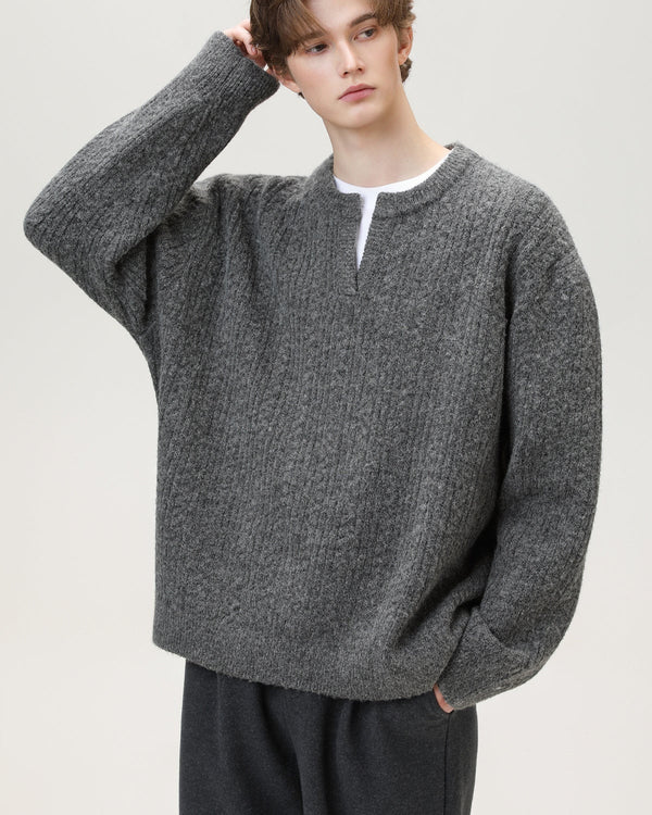 Maglione Uomo con Collo Aperto in Maglia