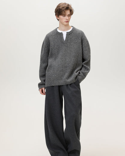 Maglione Uomo con Collo Aperto in Maglia