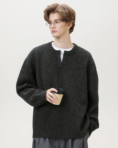 Maglione Uomo con Collo Aperto in Maglia