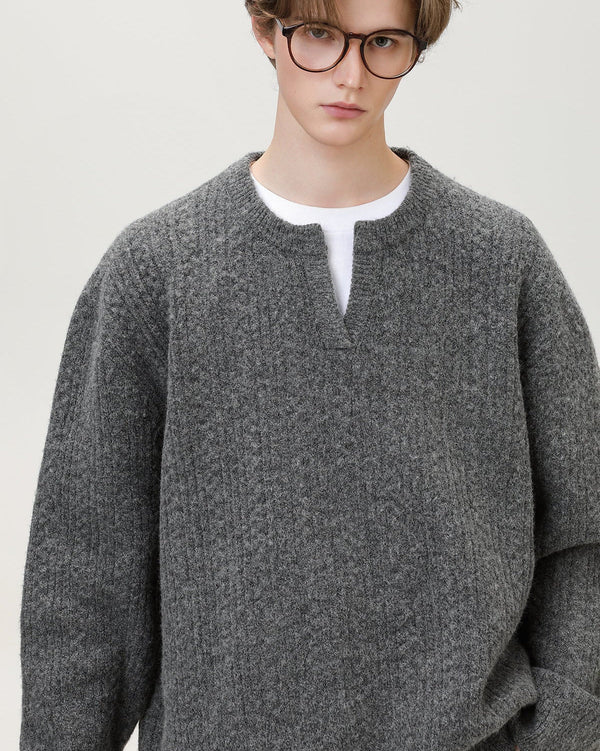Maglione Uomo con Collo Aperto in Maglia