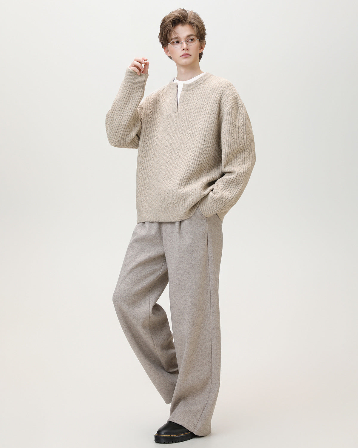 Maglione Uomo con Collo Aperto in Maglia