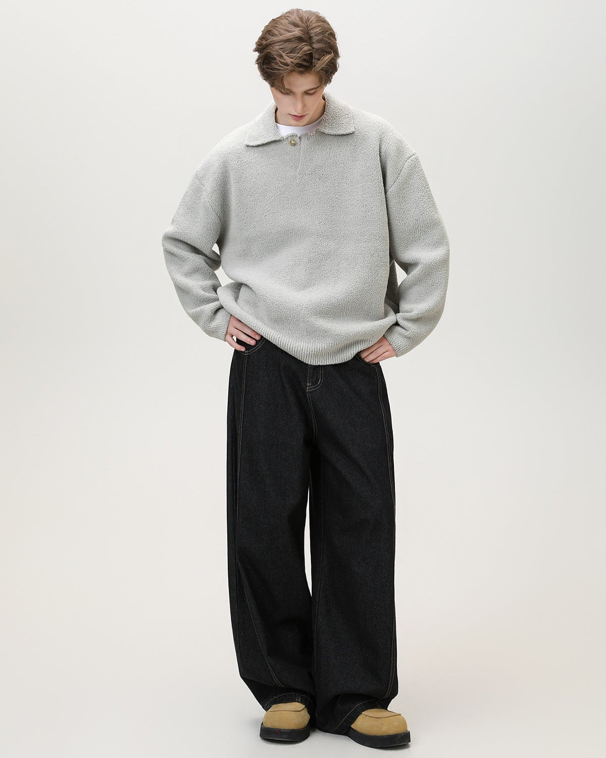 Maglione Uomo Serafino Oversize in Misto Lana