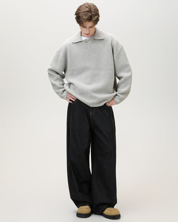 Maglione Uomo Serafino Oversize in Misto Lana