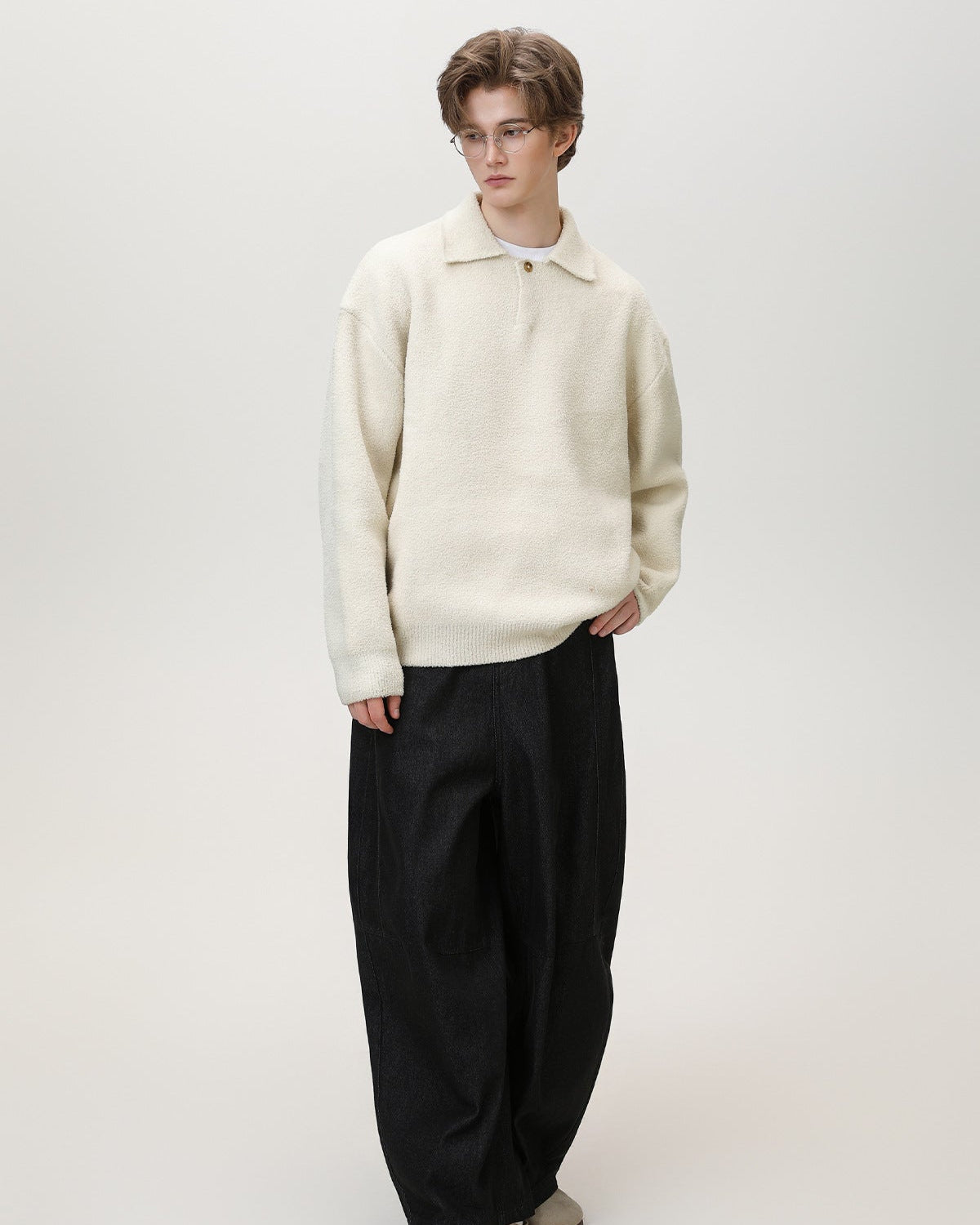 Maglione Uomo Serafino Oversize in Misto Lana