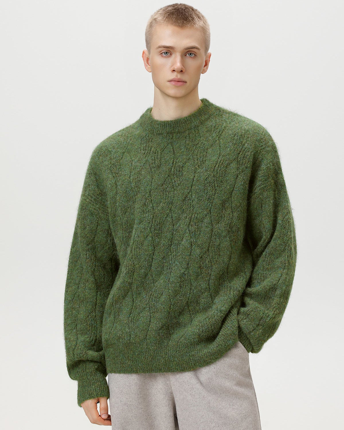 Maglione Uomo Oversize a Trecce Girocollo