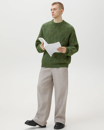 Maglione Uomo Oversize a Trecce Girocollo