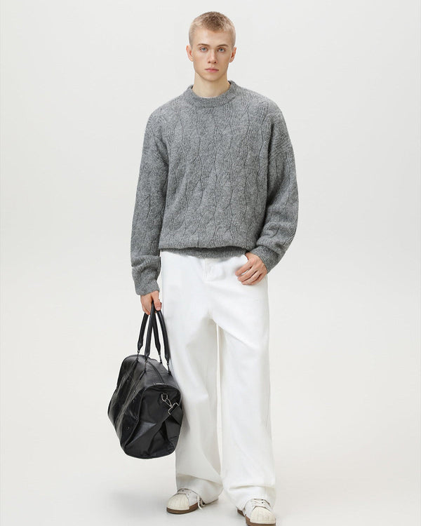 Maglione Uomo Oversize a Trecce Girocollo