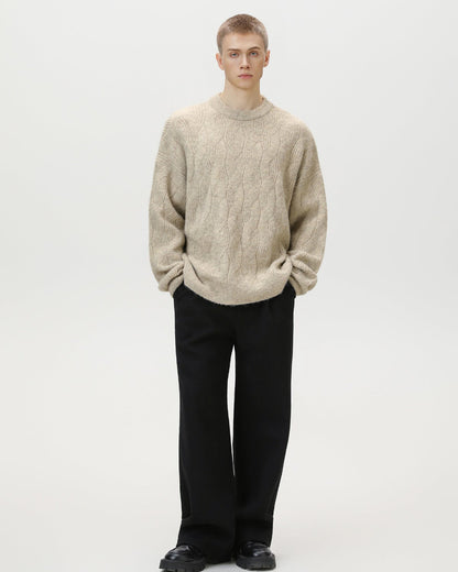 Maglione Uomo Oversize a Trecce Girocollo