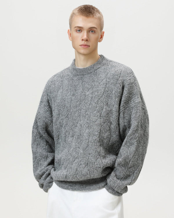 Maglione Uomo Oversize a Trecce Girocollo