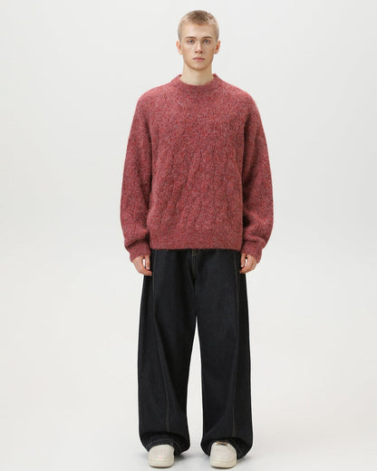 Maglione Uomo Oversize a Trecce Girocollo