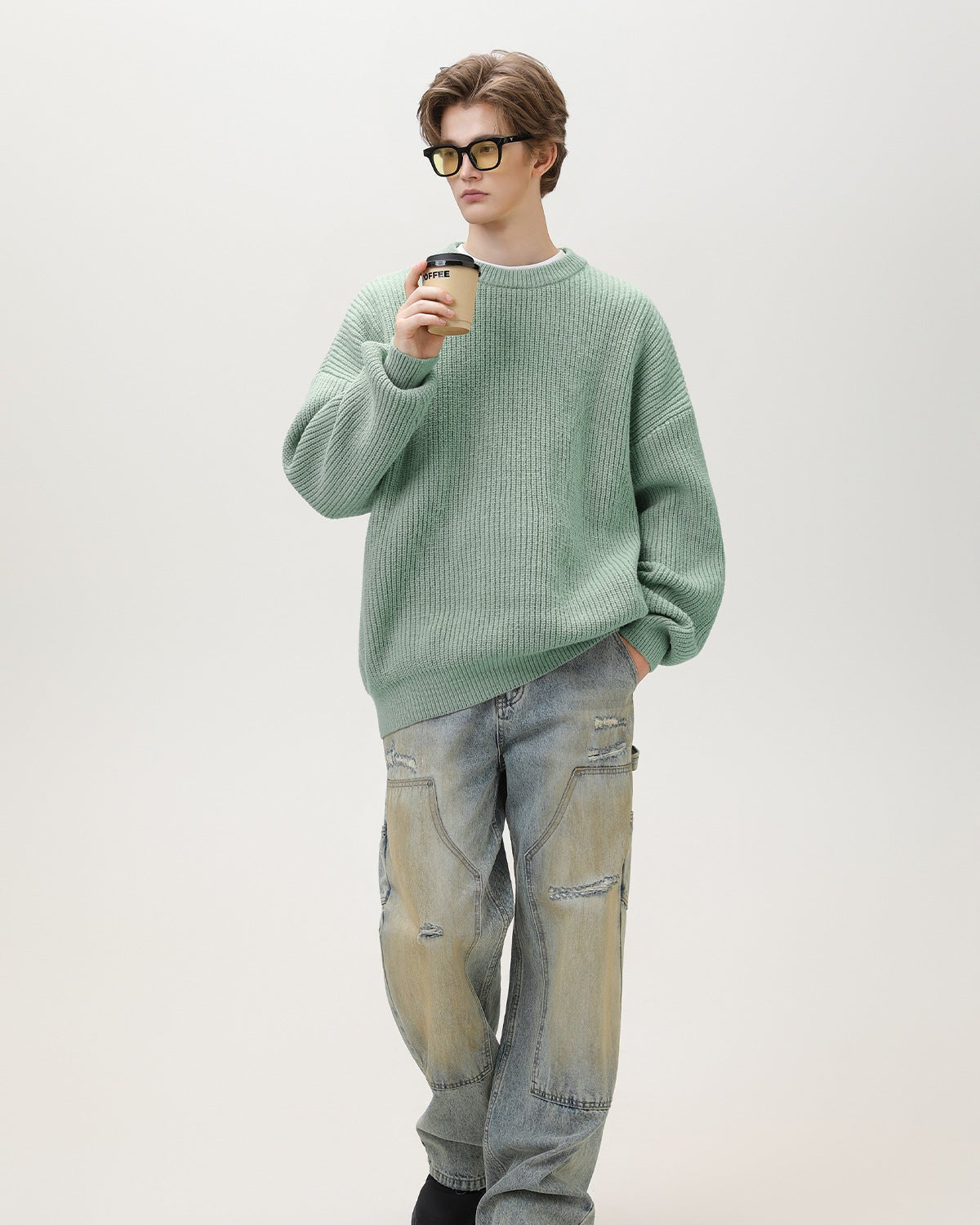 Maglione Uomo Oversize Girocollo Comodo