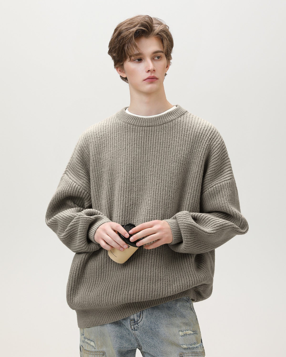 Maglione Uomo Oversize Girocollo Comodo