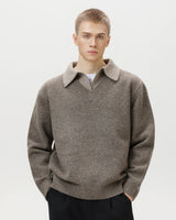 Maglione Uomo Scollo a V con Colletto in Lana