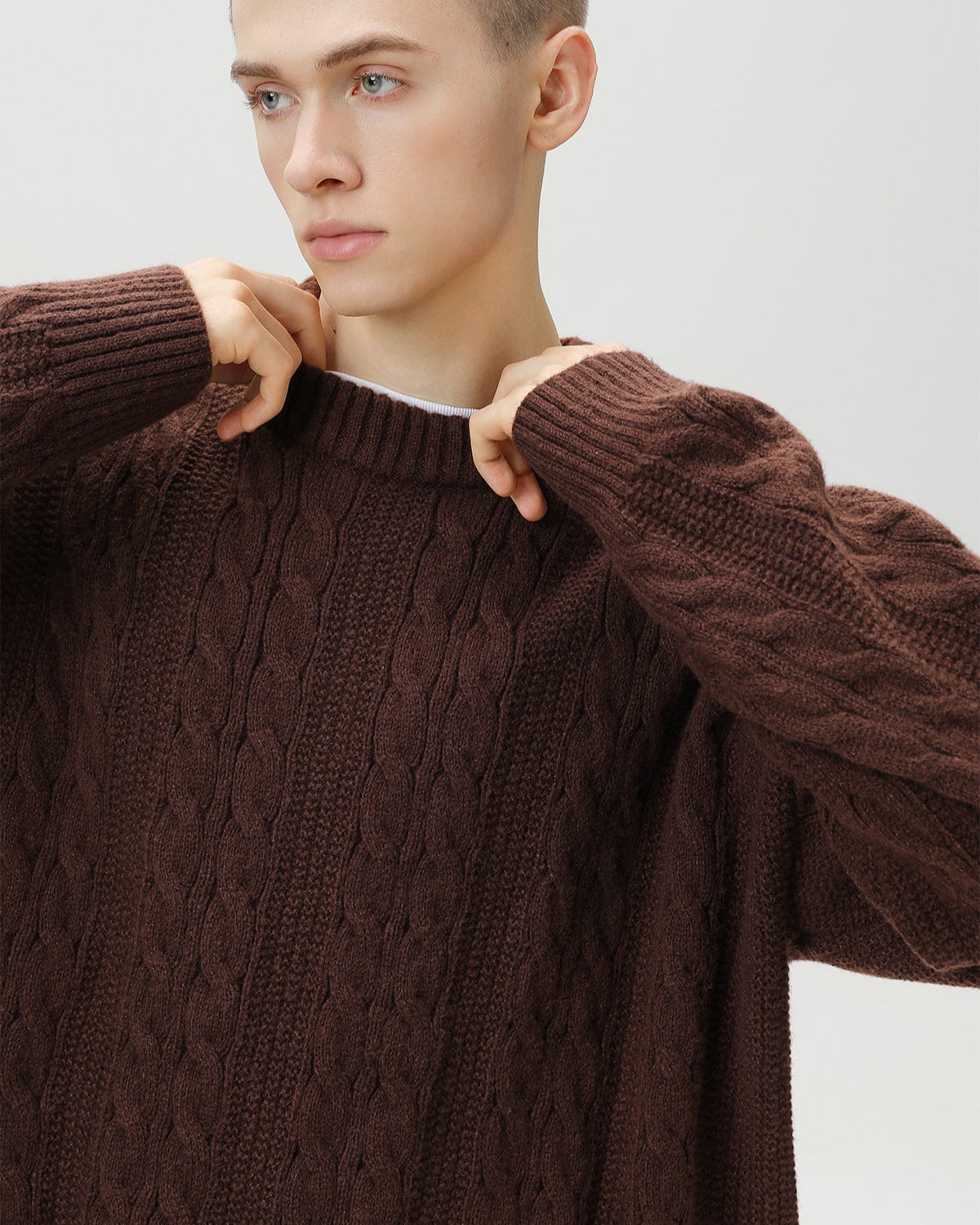Maglione Uomo a Trecce in Misto Lana