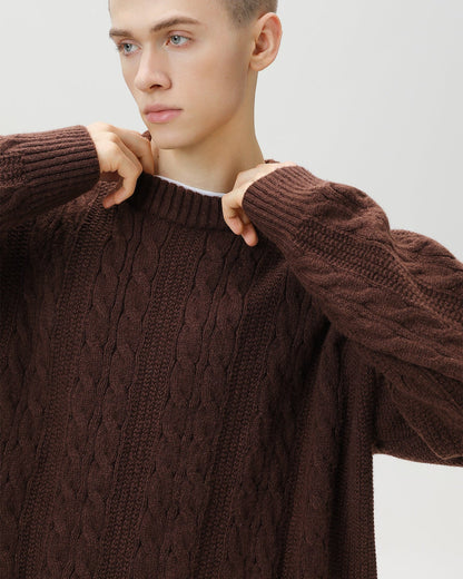 Maglione Uomo a Trecce in Misto Lana