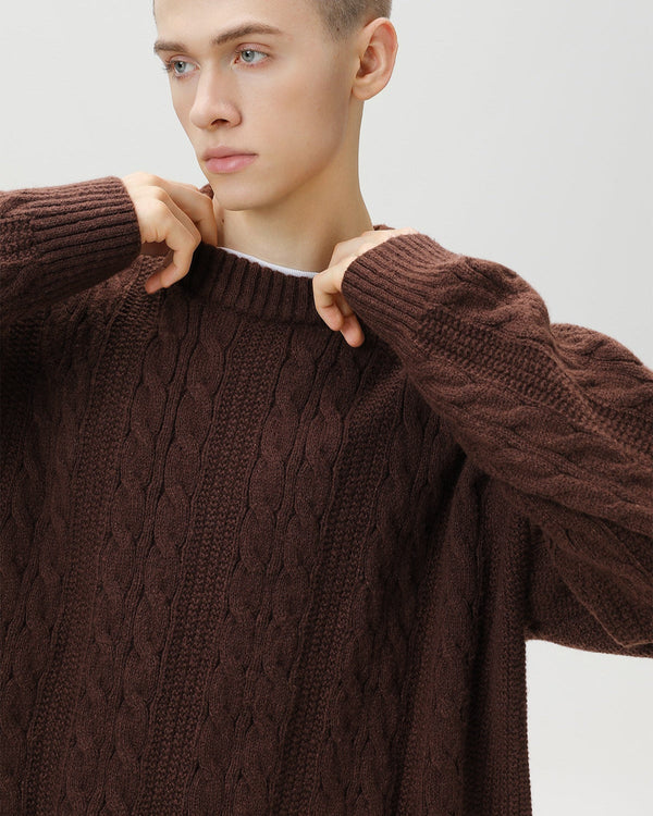 Maglione Uomo a Trecce in Misto Lana