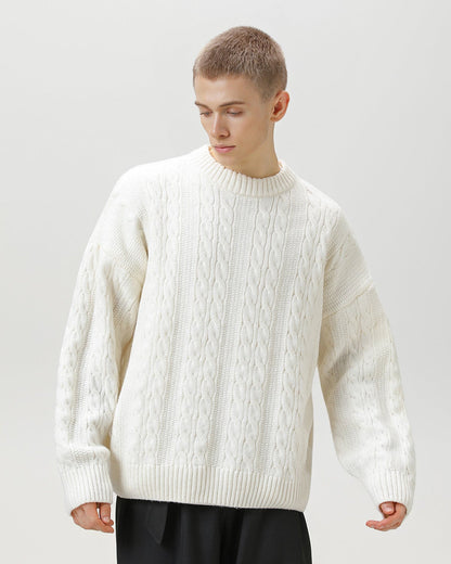 Maglione Uomo a Trecce in Misto Lana