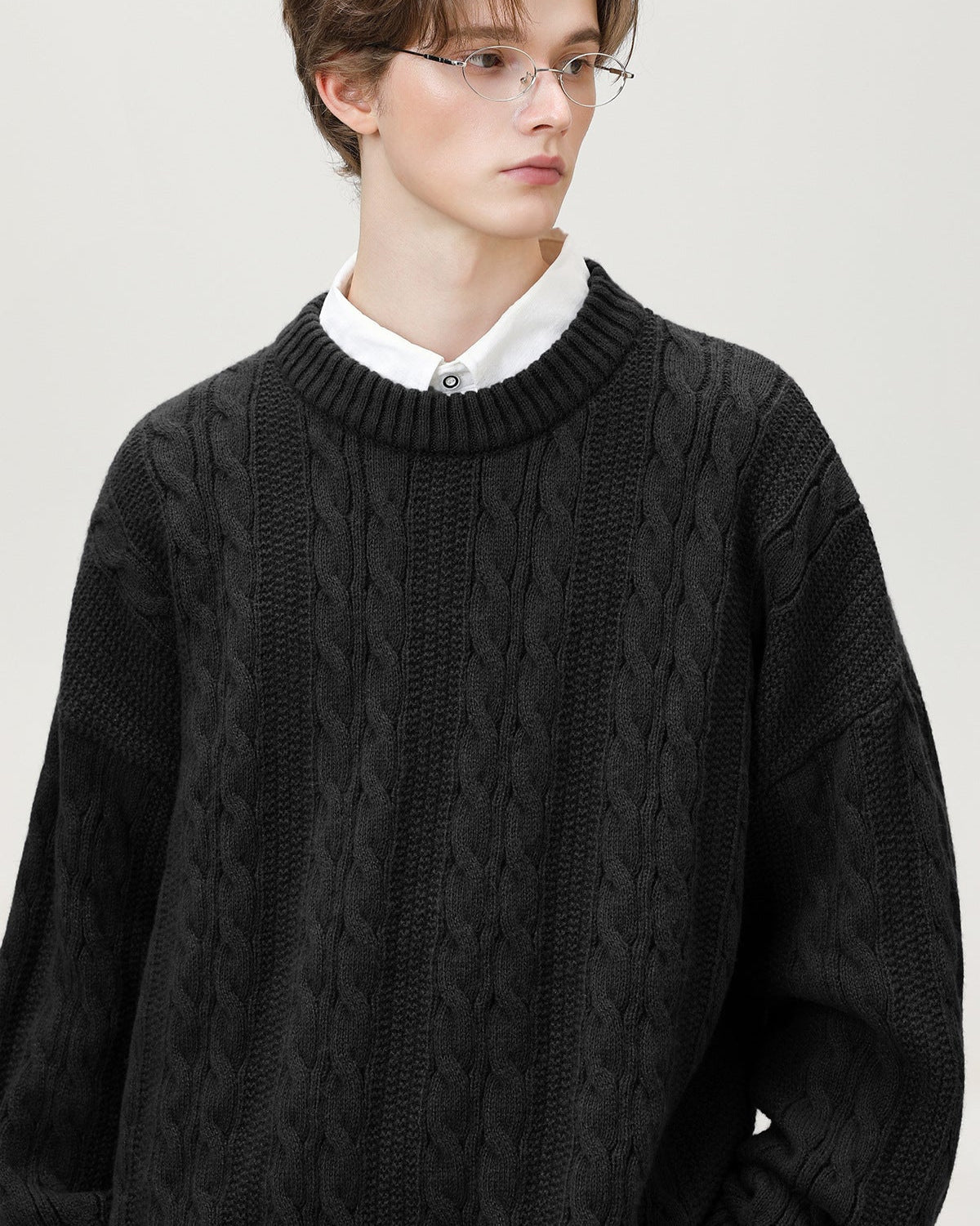 Maglione Uomo a Trecce in Misto Lana