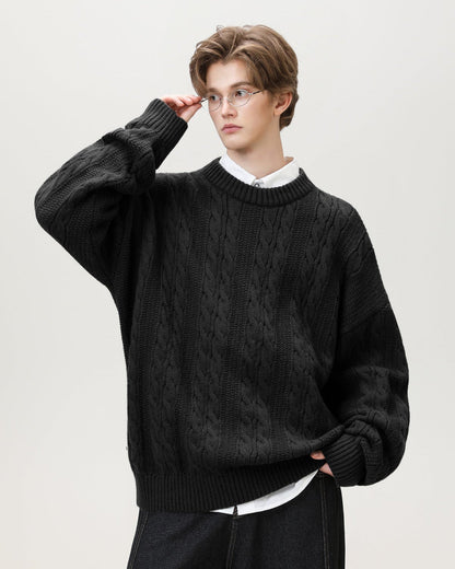 Maglione Uomo a Trecce in Misto Lana
