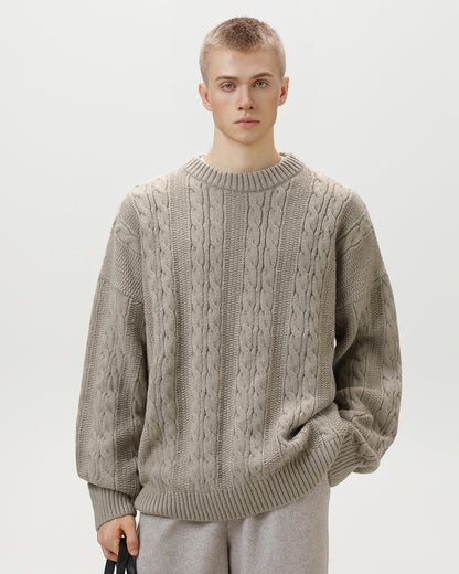 Maglione Uomo a Trecce in Misto Lana