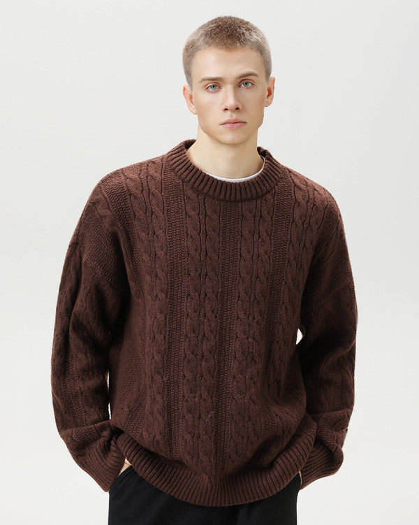 Maglione Uomo a Trecce in Misto Lana