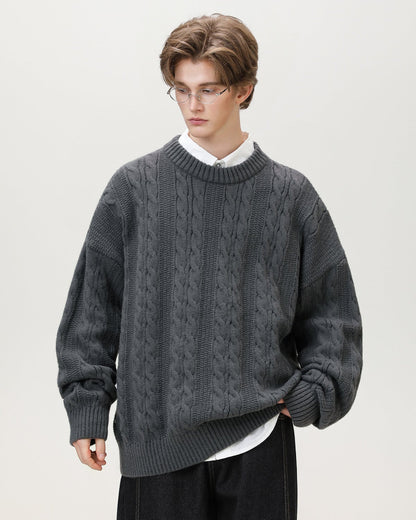 Maglione Uomo a Trecce in Misto Lana