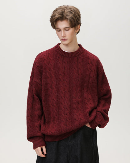 Maglione Uomo a Trecce in Misto Lana